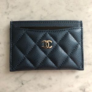 🌟SOLD🌟BNIB Chanel Flat Cardholder Metallic Navy